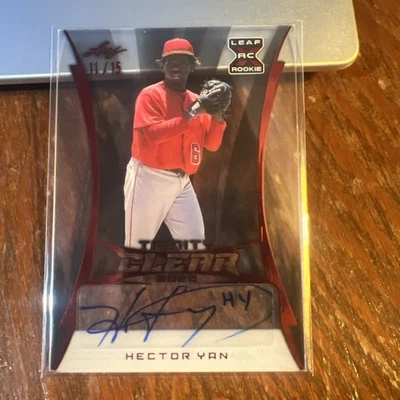Hector Yan 2020 Leaf Trinity Clear Auto Red #CA-HY1 /15 Angels NM-MT - Image 1 of 4