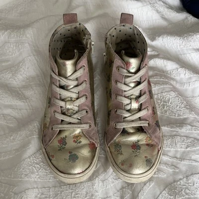 MINI BODEN Multi Flowerbed Zip High Top Sneakers EU35 Kids 3.5 - Image 1 of 4