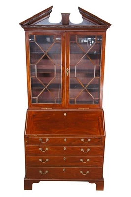 古董 18 世纪晚期乔治三世红木局秘书桌和书柜 — 第 1/4 张图片