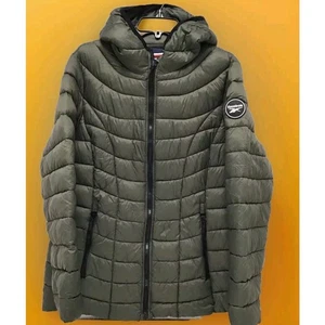 Reebok Women’s Jacket Glacier Shield Hooded Puffer Ponderosa Green Small NWT CR5 - Picture 1 of 4