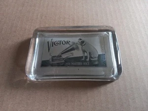 Vintage Victor "His Master's Voice" Glass Paper Weight - 4.5"×2.5"×7/8" - Picture 1 of 8