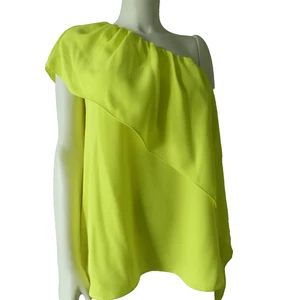 Neu mit Etikett Trina Turk zufriedenes One-Shoulder-Top MEDIUM gelb Lagenlook flatternd fließend sexy - Bild 1 von 10