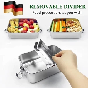 Brotdose Edelstahl Essen Lunchbox Metall BPA frei Frühstücksbox Brotbüchse Set - Bild 1 von 13