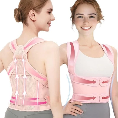 Back Brace Posture Corrector for Women,Adjustable Full Back Support and Shoul... - Image 1 of 4