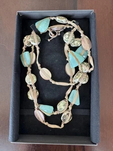 Stephen Dweck Limited Halskette Aqua Chalcedon Muschel Braun Muschel Selten Schmuck - Bild 1 von 9