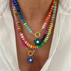 Colorful Flower Pendant Necklace Ocean Style Choker Necklace Jewelry - Picture 1 of 26