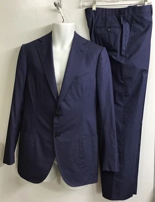 cesare attolini 2 Pc suit Navy Blue single Breast Island Cotton Size 38 - Image 1 of 4