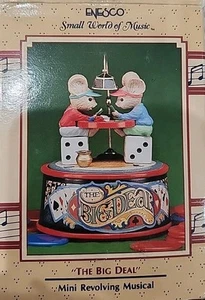 Enesco Music Box Mice Playing Poker Plays “ The Entertainer” Song Vintage 1990 - Picture 1 of 2