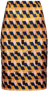 H&M TREND RARE GEOMETRIC RETRO 50s 70s SOLANGE PENCIL SKIRT UK 8 EU 34 SMALL NEW - Picture 1 of 11