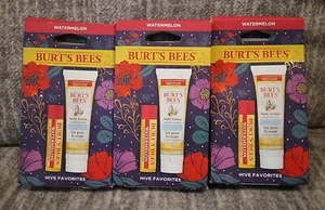 3 Pack Burt's Bees Favorites Holiday Gift Set Watermelon Lip Balm & Body Lotion - Picture 1 of 6