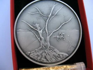 ASHER FROM THE 12 TRIBES OF ISRAEL SALVADOR DALI PURE SILVER 3-OZ. COIN+GOLD - Picture 1 of 11