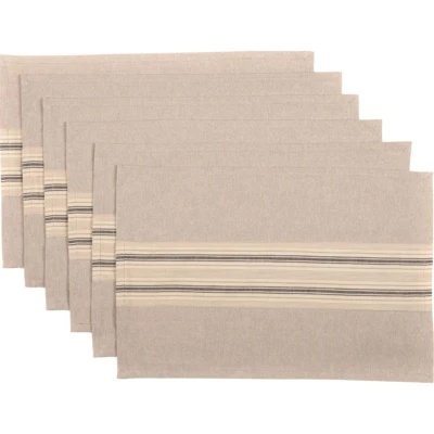 New Sawyer Mills Farmhouse Shabby SET 6 GRAY GRAIN SACK STRIPED Place Mat - Image 1 of 2
