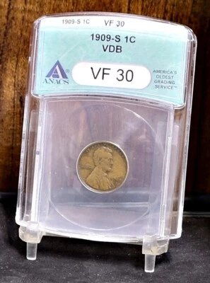 1909-S VDB Lincoln Wheat Cent - ANACS VF30 (#59472-L) - Image 1 of 4