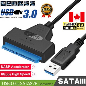 USB 3.0 to SATA 22 Pin Hard Drive Adapter Cable for 2.5 inch HDD SSD Hard Drive