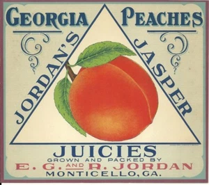 Vintage Jordan's Jasper Juicies Georgia Peaches Crate Label Monticello, Ga - Picture 1 of 1