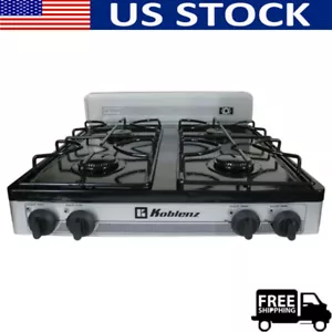 Camping Cooking Stove W/ 4 Burner Propane Gas Portable 16000 BTU Outdoor Black - Picture 1 of 4