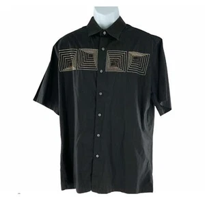Structure Mens 100% Cotton Embroidered Front Button Up Black Shirt Size Large - Picture 1 of 6