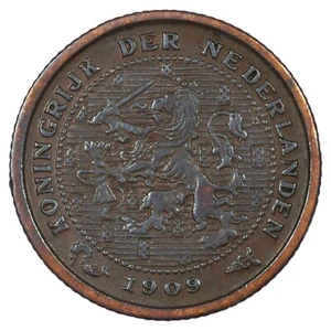 Pays-Bas - 1/2 cent 1909 Wilhelmina bronze KM.138 Schön.30 monnaie néerlandaise - Imagen 1 de 2