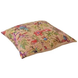 Sanskriti New Cushion Cover Sham Hand Embroidery Kantha Pure Cotton Set Of 2 - Picture 1 of 4