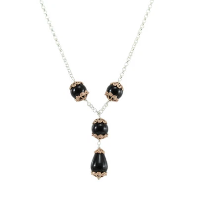 Collana donna sarda giunchiglio in argento con centrale su coccu coppetta rosè - Immagine 1 di 4