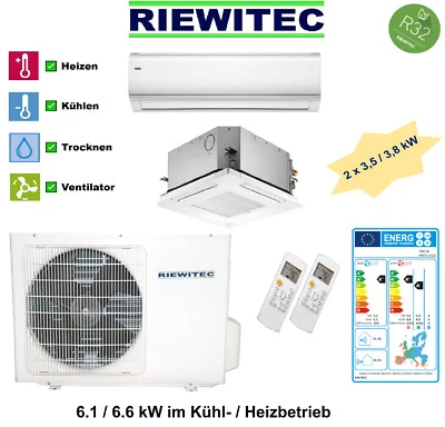 Klimaanlage Dual Multi Split Wand-/Deckenkassette  6,1/6,6 KW Wärmepumpe A++/A+ - Bild 1 von 4