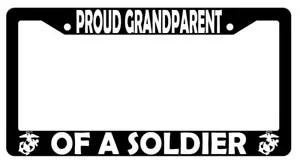 Proud Grandparent Of A Soldier (Marines) Black Plastic License Plate Frame - Picture 1 of 1