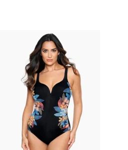 new miraclesuit soft cup plumeria temptress one piece swimsuit 8 10 12 - Picture 1 of 2