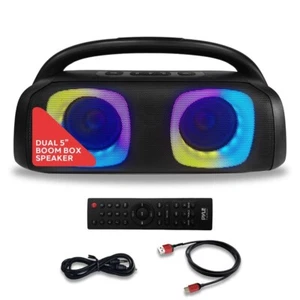 Pyle Dual 5" Portable BT Boombox Speaker with Microphone Priority, 160 Watts - Afbeelding 1 van 7