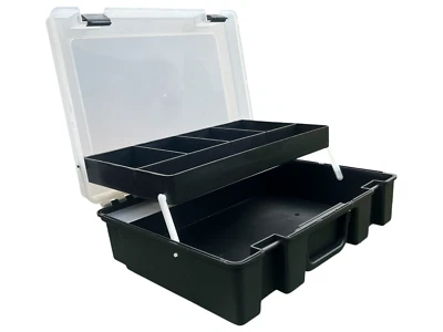 Multi Compartment Storage Hobby Box With Internal Drawer - Black