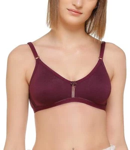 SONA Women's Cotton T-Shirt bra Non-Padded Wire Free Full Coverage Bra WINE - Picture 1 of 5