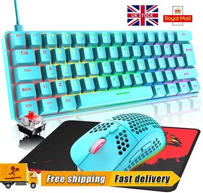 UK Layout Mechanische Gaming Tastatur Maus Sets RGB Typ C Für PC Mac PS4 Xbox 1 - Bild 1 von 4