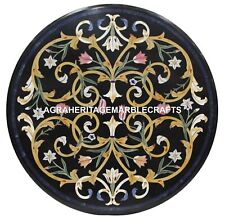 Marble Top Dining Table Semi Precious Inlaid Marquetry Work Mosaic Decor H1414