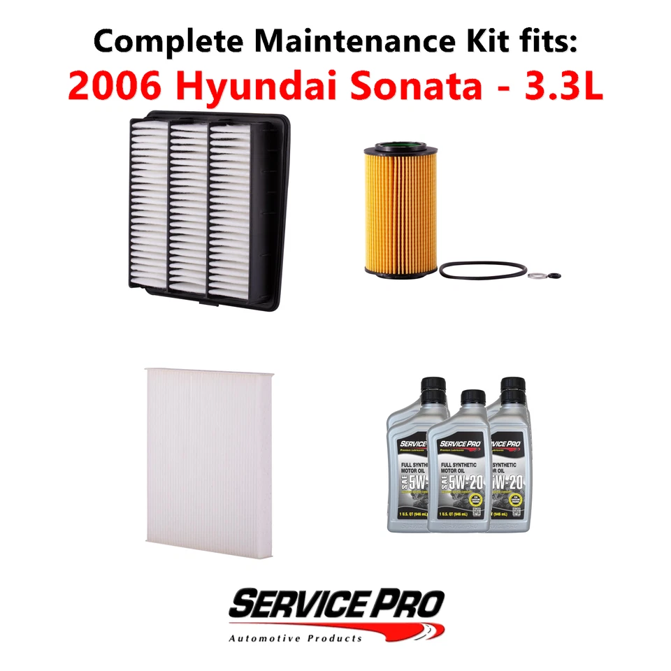 2006 Hyundai Sonata 3.3L Complete Oil, Air & Cabin Filter Kit (5W-20) Foto 1 de 4