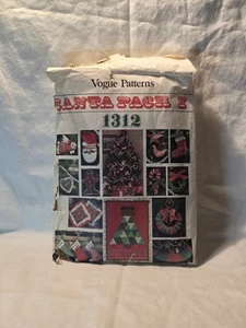 Vogue Santa Pack Cut Pattern #1312 Vintage Craft Ornaments Wreath Pillow ++ - Picture 1 of 4