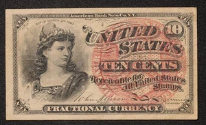 1863 United States Ten Cents Fractional Currency item#P21144 - Picture 1 of 2