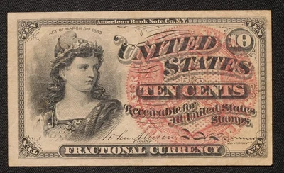 1863 United States Ten Cents Fractional Currency item#P21144 - Image 1 of 2