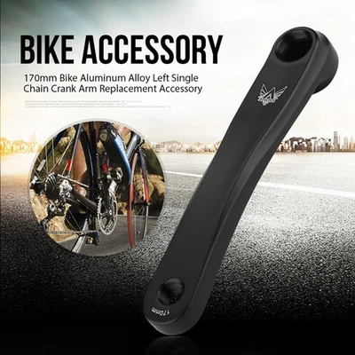 170mm Bike Aluminum Alloy Left Single Chain Crank Arm Replacement Black Rhombic - Image 1 of 4