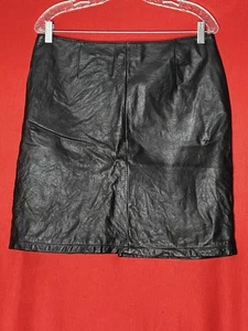 Vintage 90s Wilsons Leather Maxima 100% Leather Short Skirt Womens Size 14 - Picture 1 of 2