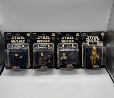 Star Wars/Tours Conjunto de 4 Figos Mickey Anakin, Minnie Leia, Donald Han, Pateta C3 - Imagem 1 de 4