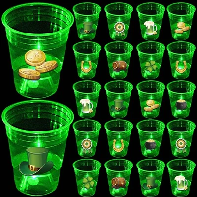 40 Pcs Glow St.Patrick's Day Party Supplies,Glow Shamrock Cups For Lucky St P... - Image 1 of 4