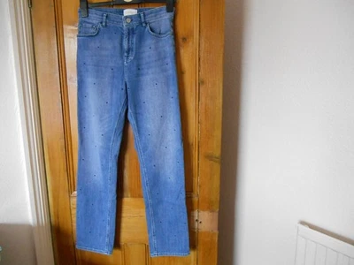 M&S Per Una mid blue stretch cotton jeans with spot detail size 10L - W28"x L29" - Image 1 of 4