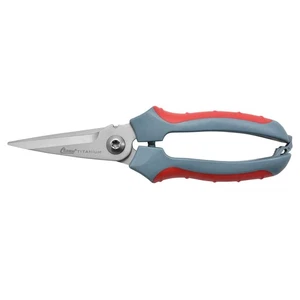 8" Titanium Snips with Wire Cutter, Spring-Assist, Serrated Blades, Gray (18039) - Picture 1 of 7