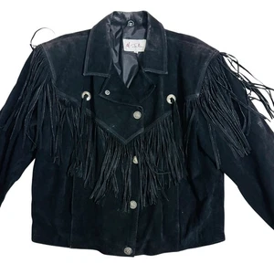Wilson M. Julian Western Lederjacke Damen 14 schwarz Fransen Cowgirl Wildleder - Bild 1 von 18