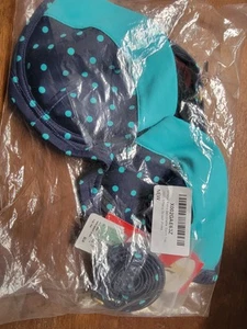 Spanx Bikini Top Size 10 Navy Splash Polka Dot 2696 Retro Balconette Bra NWT $62 - Picture 1 of 6