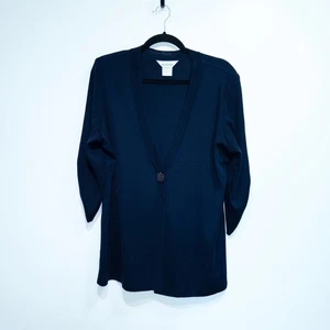 New Exclusively Misook Navy Blue Acrylic Knitwear Jacket Size Large - Picture 1 of 7