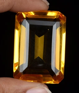 81.45 Ct. Yellow Citrine Emerald Cut Loose Gemstone for Ring/Pendant/Bracelet - Picture 1 of 7
