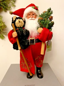 Santas Workshop 6040 - Santa Black Bear Pine Tree - 15 inches - Picture 1 of 7