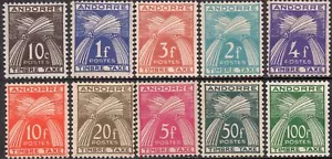 Andorra Serie Timbre-taxe 1946 / 10 valores */MH - Foto 1 di 2