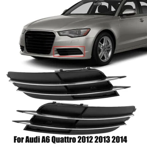 For 2012 13-2014 Audi A6 Quattro Front Bumper Fog Light Cover Grille Frames Pair - Picture 1 of 13