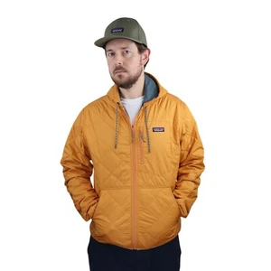 Patagonia Diamond Quilted Bomber Hoody Jacket Mens Medium Orange Puffer Coat - Picture 1 of 12